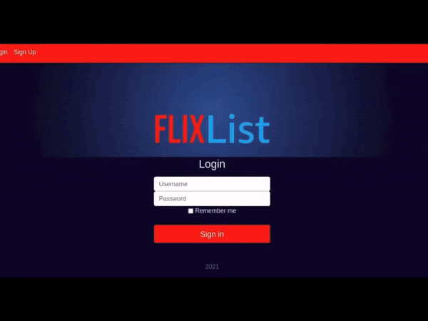 FlixList app showing movie search GIF
