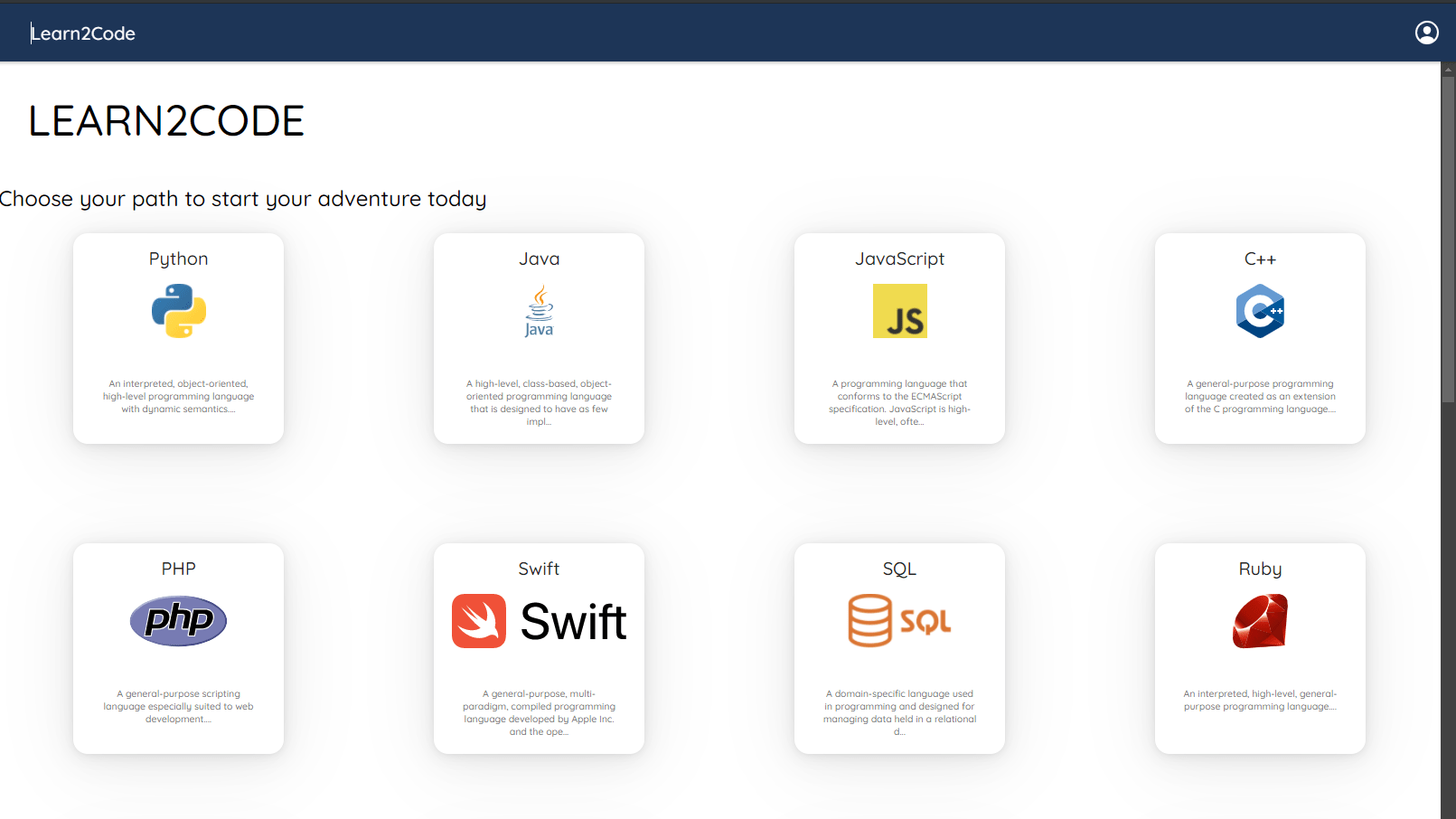 Learn 2 Code platform screenshot - coding challenge